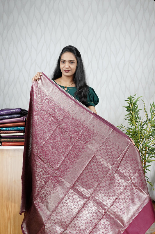 WINE SHADE BROCADE SEMI SILK SAREE
