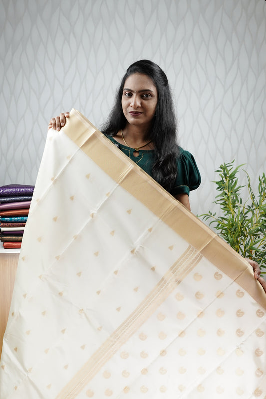 CREAM SEMI SILK SAREE