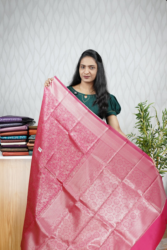 PINK BROCADE SEMI SILK SAREE