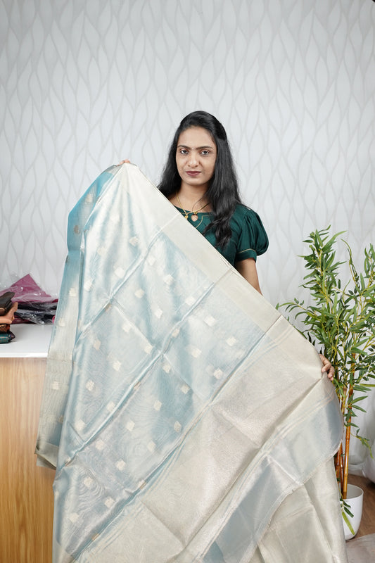 PASTEL POWDER BLUE TISSUE SILK SAREE