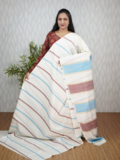 KERALA COTTON SETSAREE FANCY LINE PATTERN