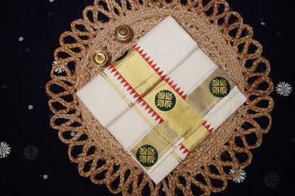 KERALA COTTON SETSAREE KASAV BORDER WITH PRINT