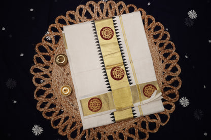 KERALA COTTON SETSAREE KASAV BORDER WITH PRINT