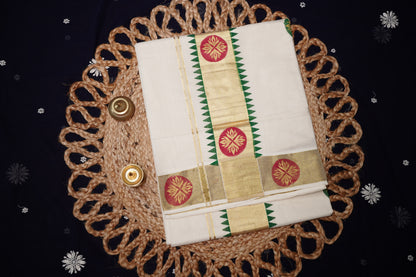 KERALA COTTON SETSAREE KASAV BORDER WITH PRINT