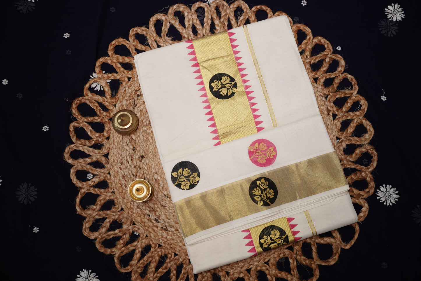 KERALA COTTON SETSAREE KASAV BORDER WITH PRINT