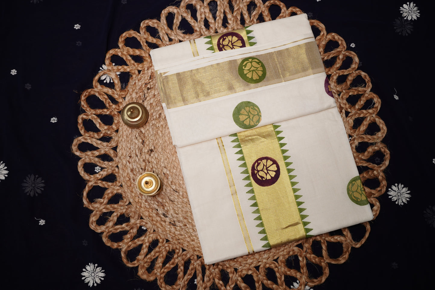 KERALA COTTON SETSAREE KASAV BORDER WITH PRINT