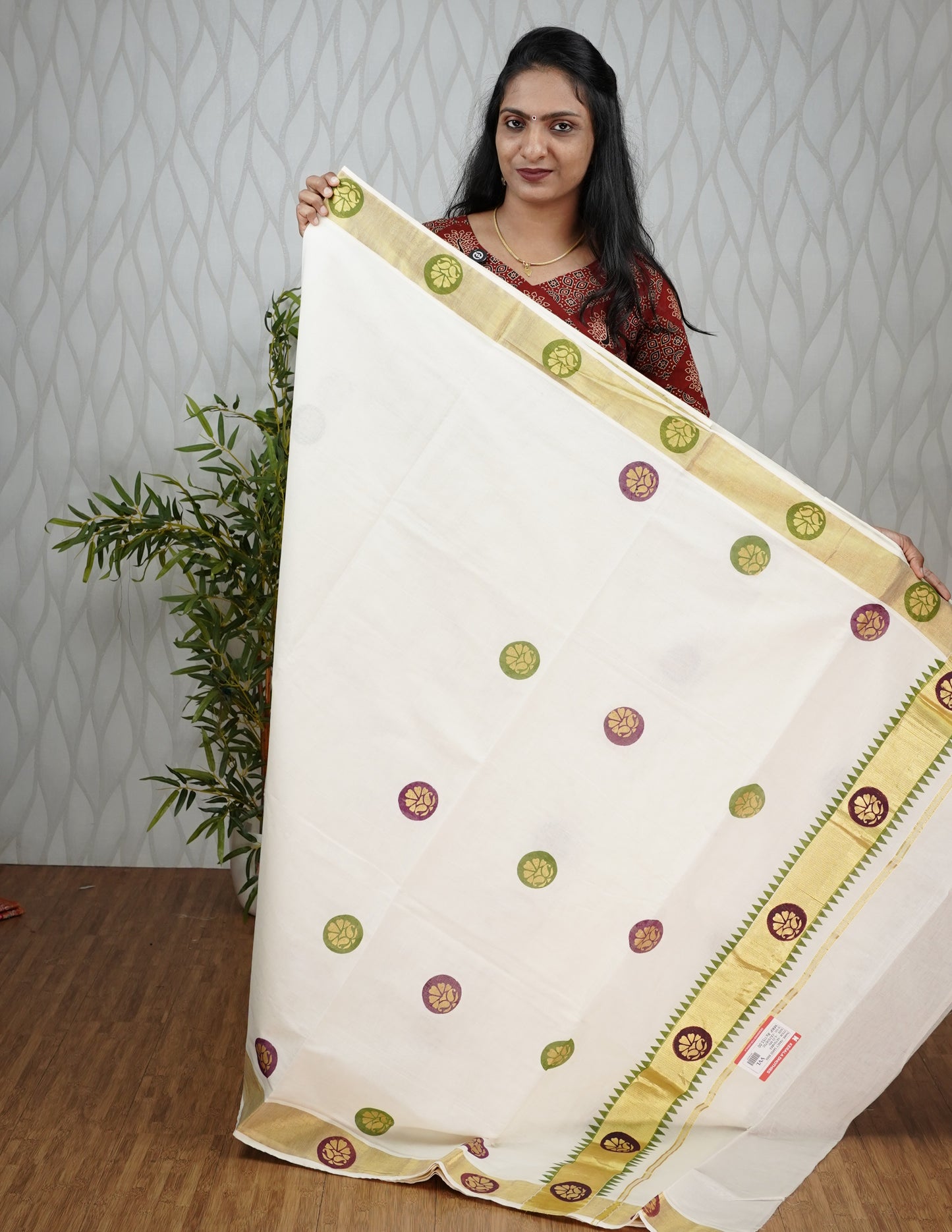 KERALA COTTON SETSAREE KASAV BORDER WITH PRINT