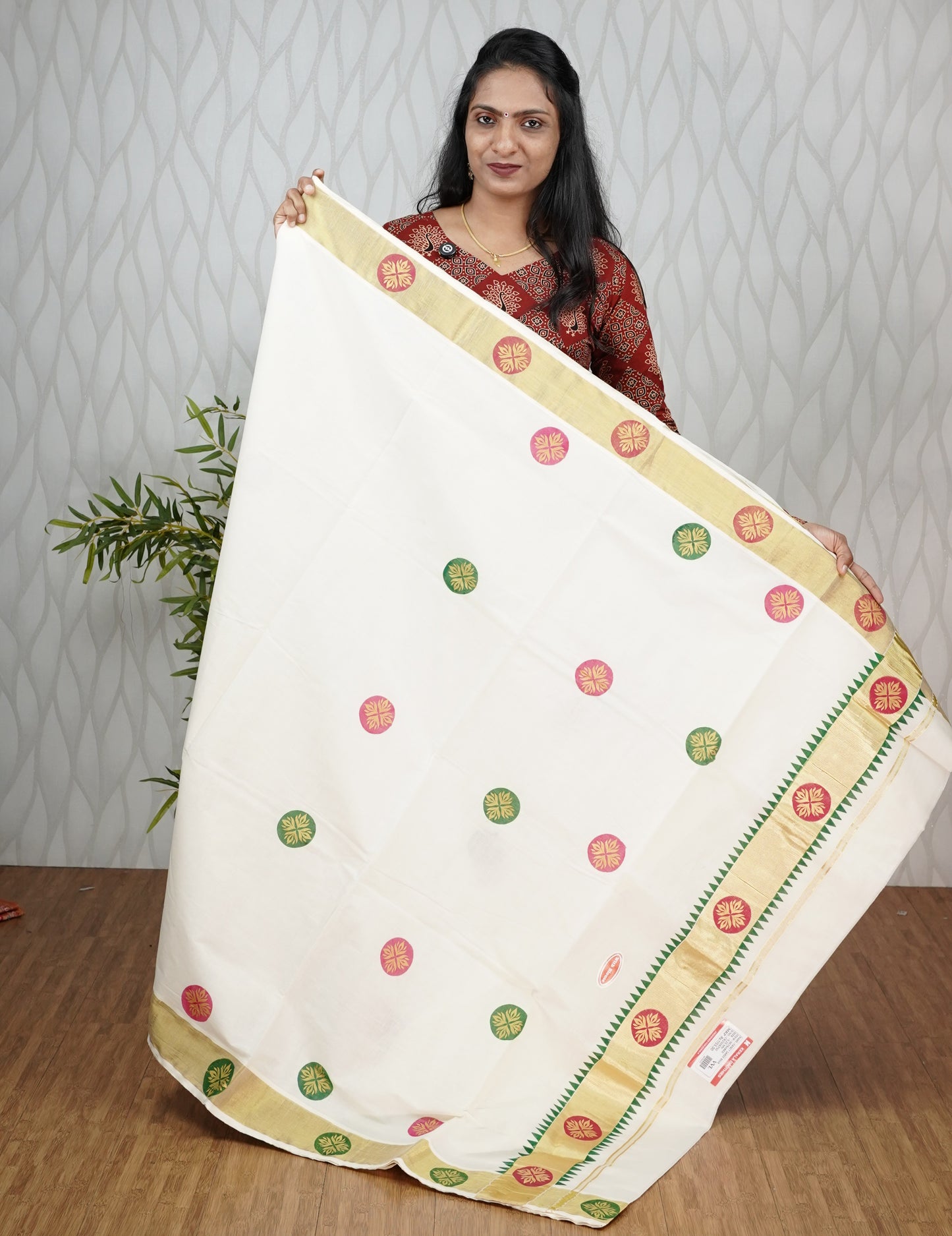 KERALA COTTON SETSAREE KASAV BORDER WITH PRINT