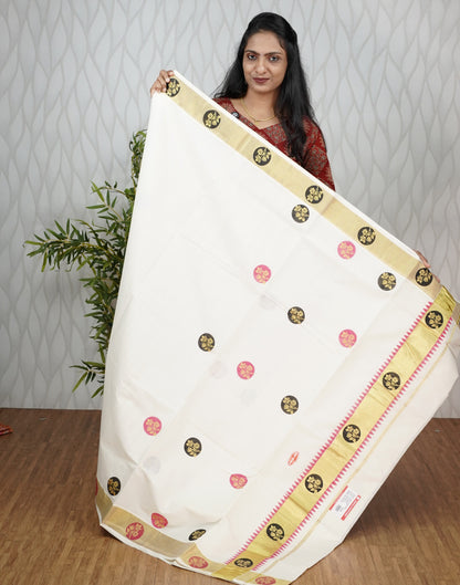 KERALA COTTON SETSAREE KASAV BORDER WITH PRINT