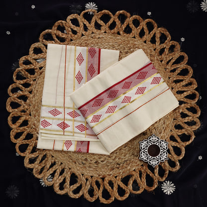 PRINTED KERALA COTTON SET MUNDU WITH BLOUSE