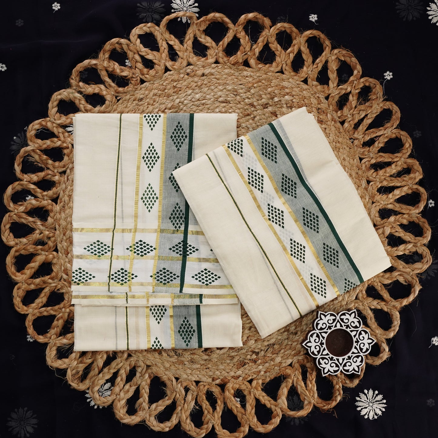PRINTED KERALA COTTON SET MUNDU WITH BLOUSE