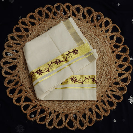 EMBROIDERED COTTON DOUBLE MUNDU
