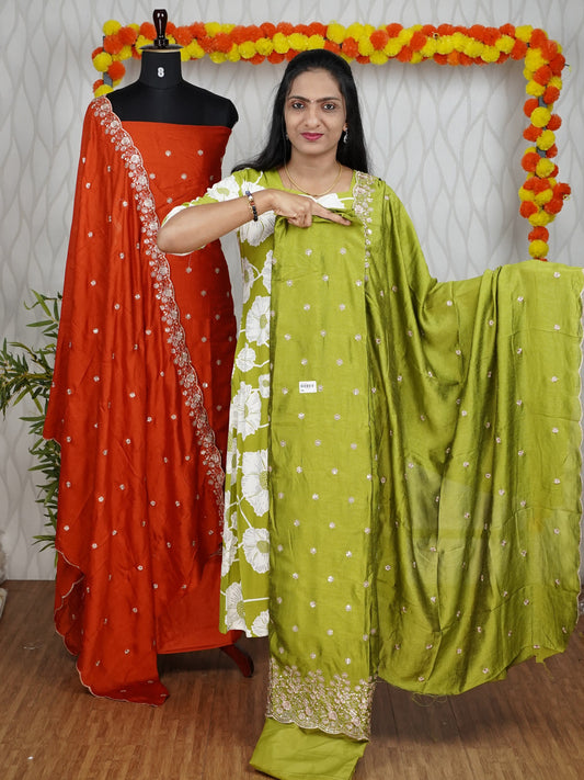 EMBROIDERY BADRI SILK SALWAR SUIT