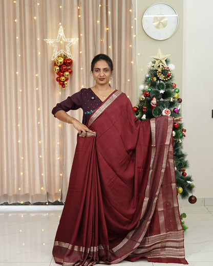 SEMI CHANDERI SILK SAREE