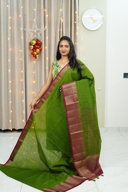 🌟🌟BANARASI BORDER SEMI JUTE SAREE 🌟🌟