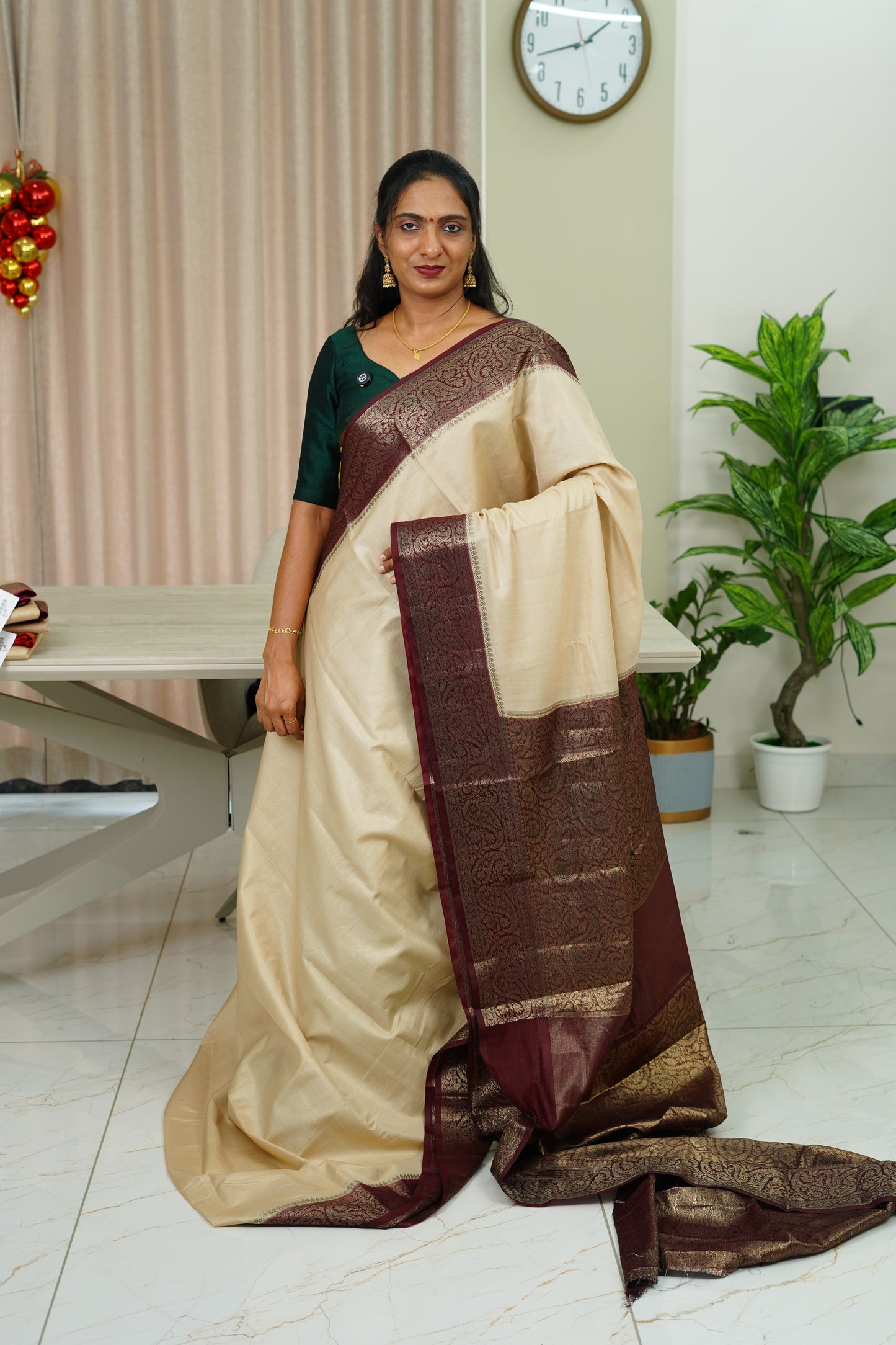 SEMI CHANDERI SILK SAREE