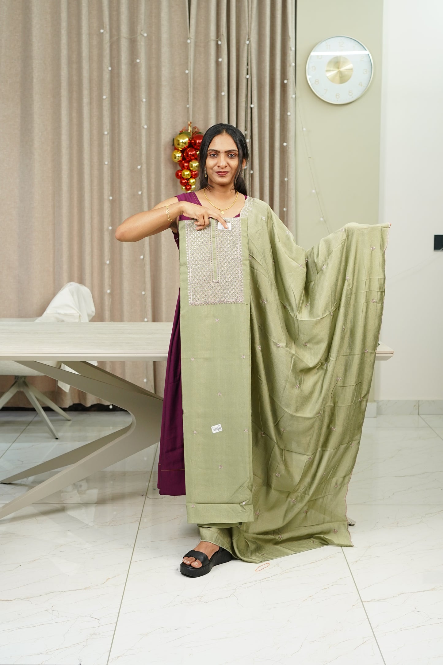 VICHITHRA SILK UNSTICHED SALWAR  SET