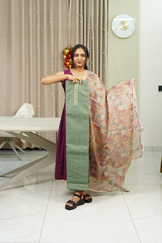 NET COTTA  UNSTICHED SALWAR  SET