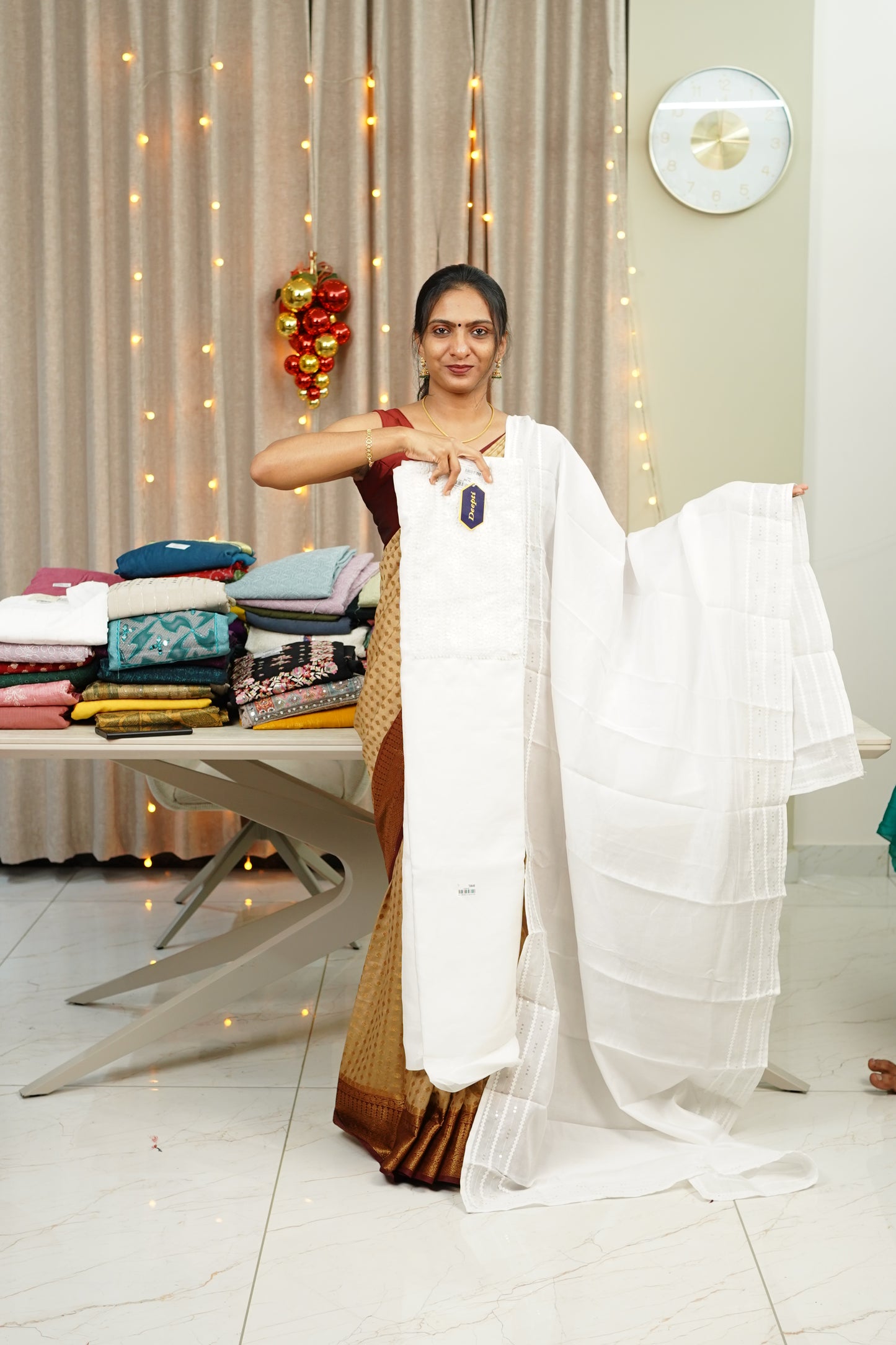 VICHITRA  SILK LACE DETAILED UNSTICHED SALWAR  SET