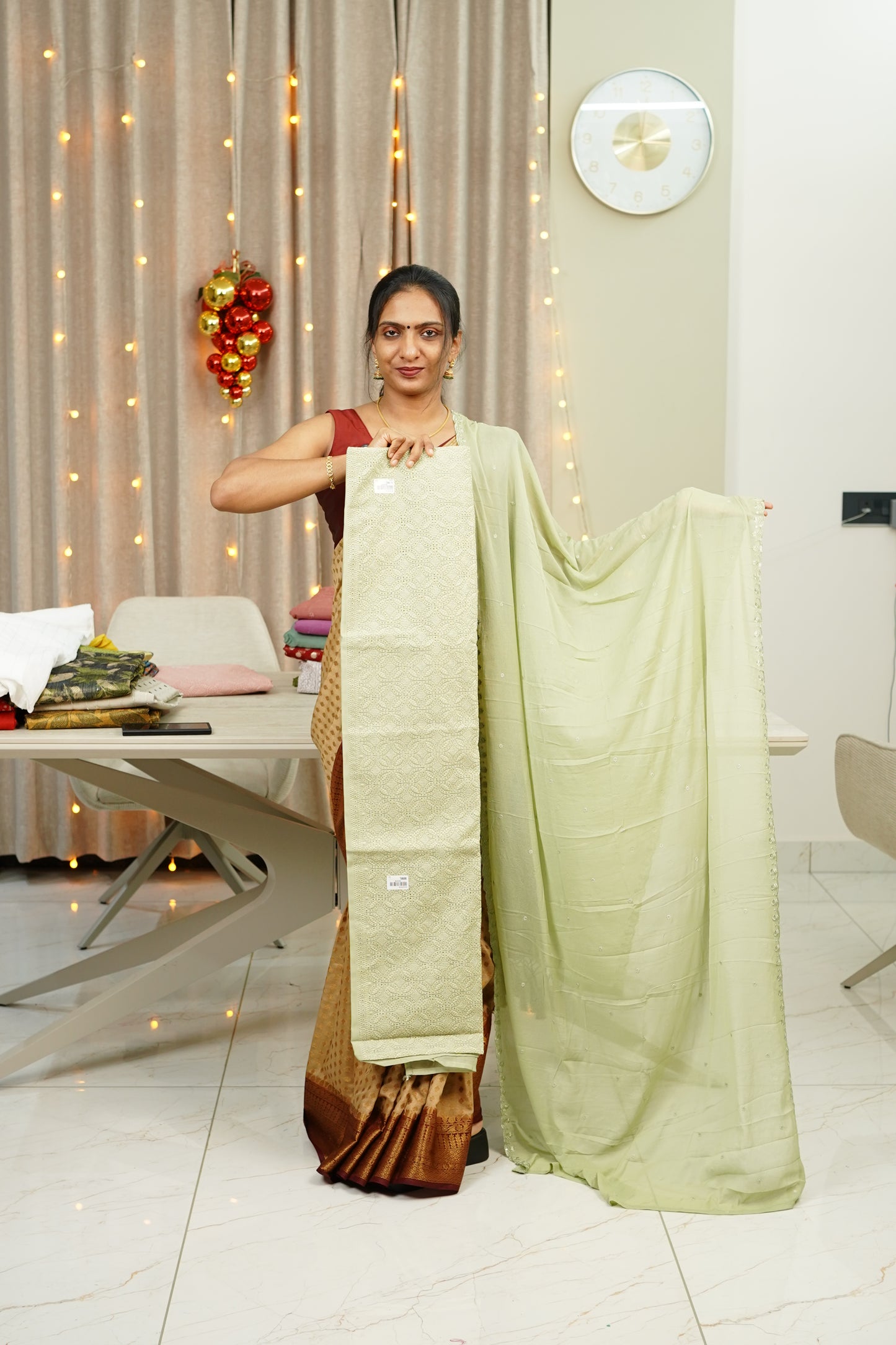 NET COTTA EMBROIDERY DETAILED UNSTICHED SALWAR  SET