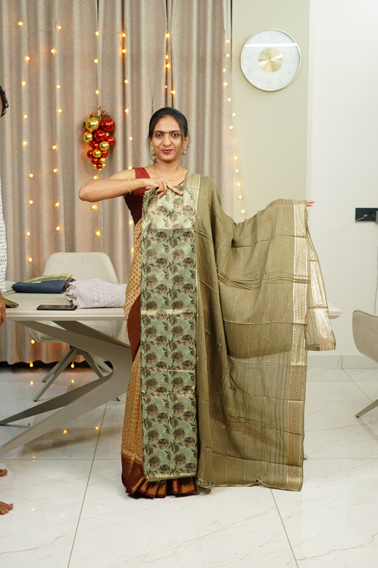 TISSUE SILK   UNSTICHED SALWAR  SET