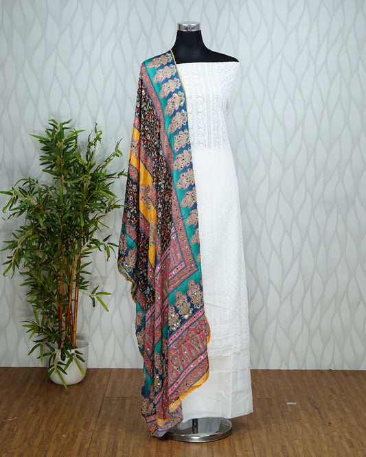 SCHIFFILI GEORGETTE PAKISTANI UNSTICHED SALWAR SET