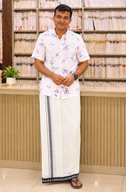 WHITE KUPPADAM BLACK BORDER SINGLE