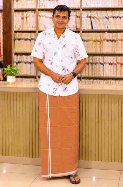 KAVI MUNDU COTTON PLAIN WHITE KARA