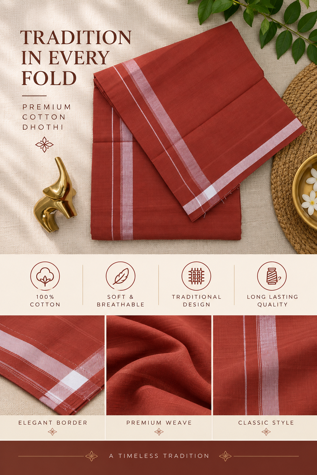 KAVI MUNDU COTTON PLAIN WHITE KARA