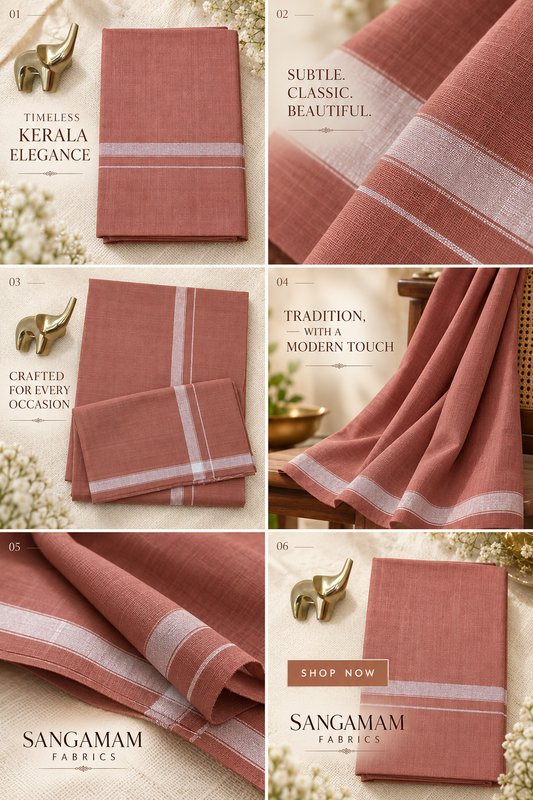KAVI MUNDU COTTON PLAIN WHITE KARA