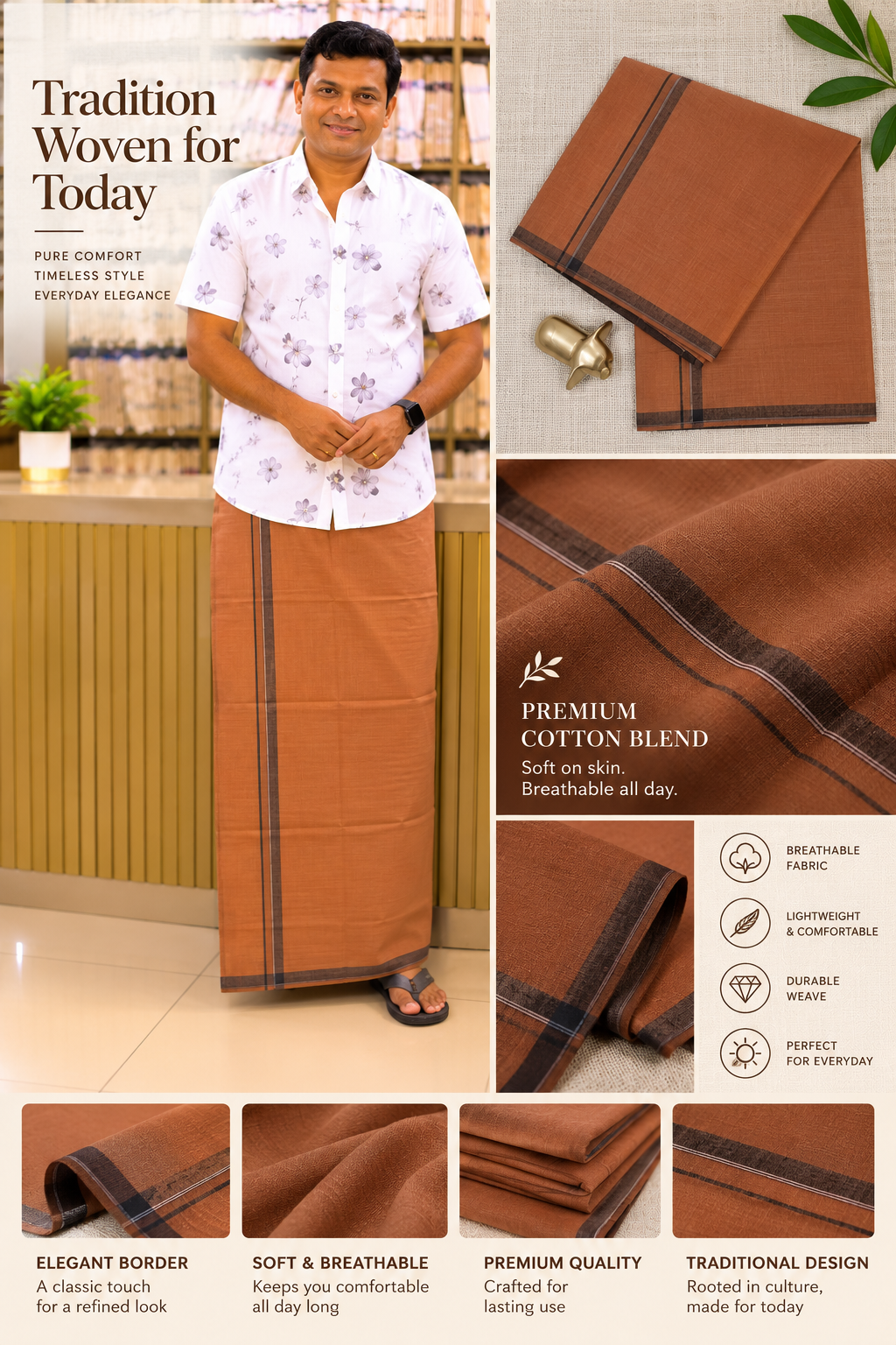 KAVI MUNDU COTTON PLAIN BLACK KARA