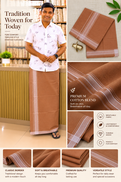 KAVI MUNDU COTTON PLAIN WHITE KARA