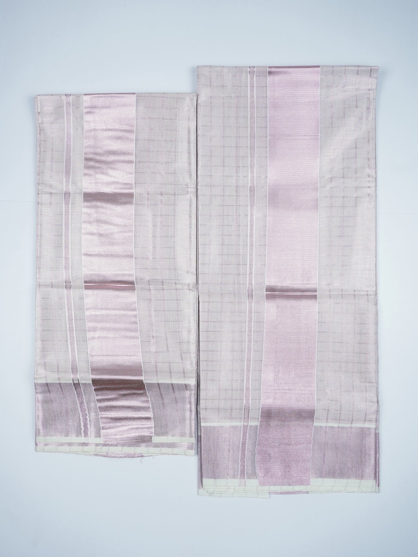 KERALA ROSE COPPER KASAV CHECK SETMUNDU 2.80 Meter