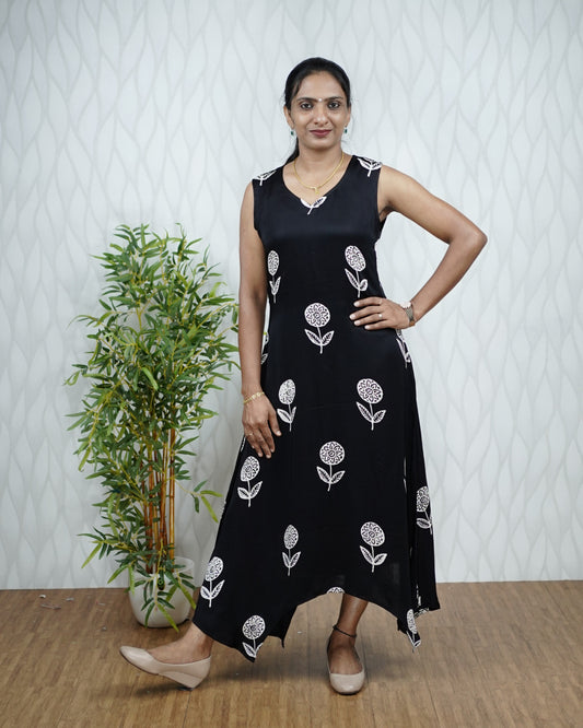 A-LINE DRESS WITH ASYMMETRICAL HEMLINE