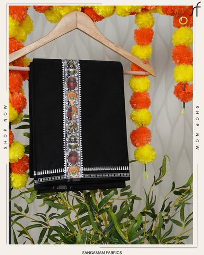 STICKER PRINTED KARA  BLACK COTTON MUNDU 3