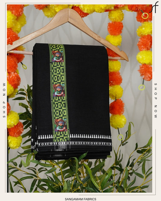 STICKER PRINTED KARA  BLACK COTTON MUNDU 3