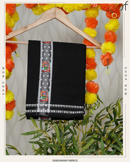 STICKER PRINTED KARA  BLACK COTTON MUNDU 3
