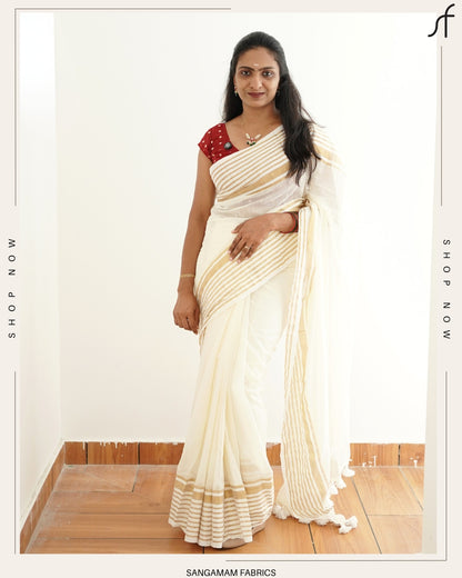 KERALA STYLE  MUL COTTON SAREE