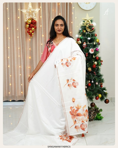 FLORAL SOFT SEMI TUSSAR SILK SAREE