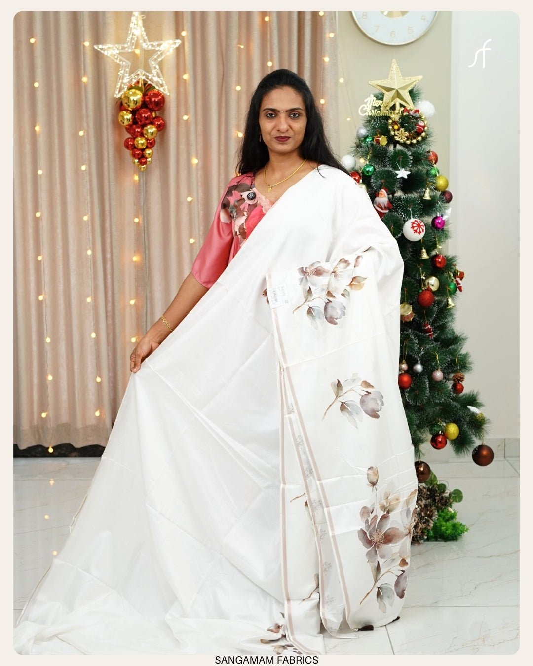 FLORAL SOFT SEMI TUSSAR SILK SAREE