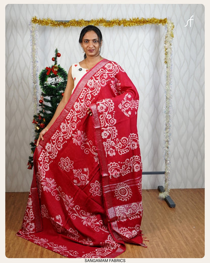BATIK PRINTED SEMI LINEN SAREE