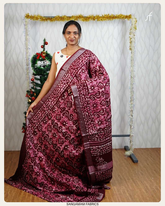 BATIK PRINTED SEMI LINEN SAREE